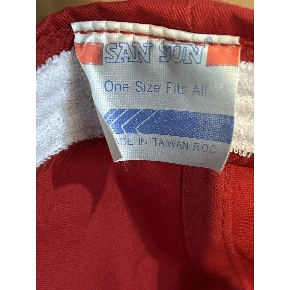 Vintage FMC San Sun Snap Back Baseball Trucker Hat/Cap Red - Picture 4 of 9